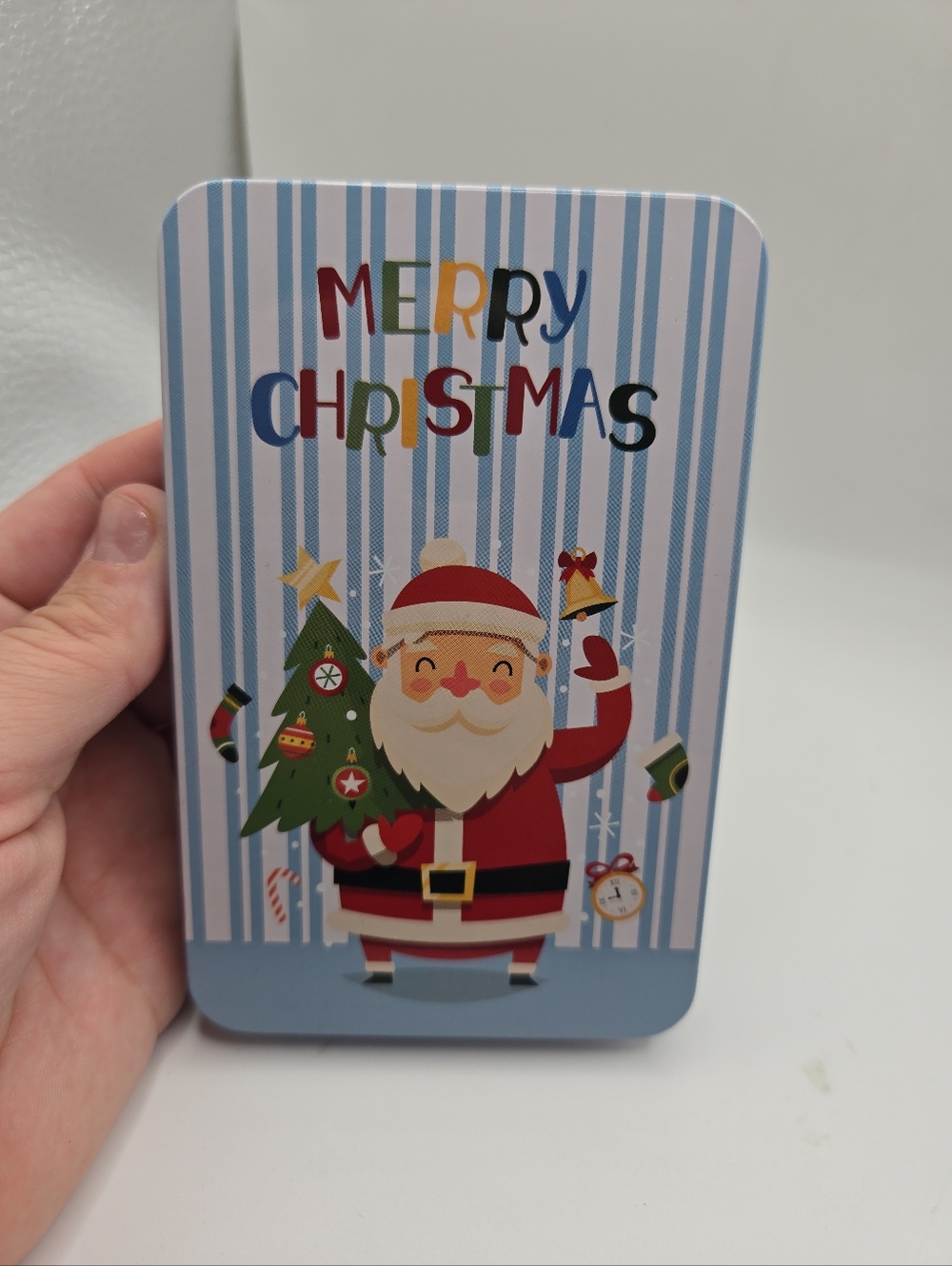 Mini Christmas Tin Box Santa Holiday Storage Stocking Stuffer Gift